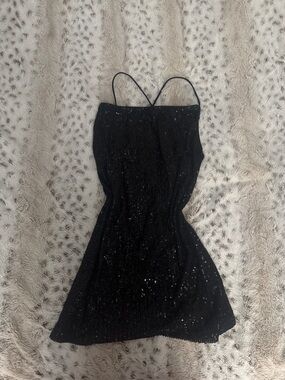 White Fox Boutique Black Mini Sequin Dress